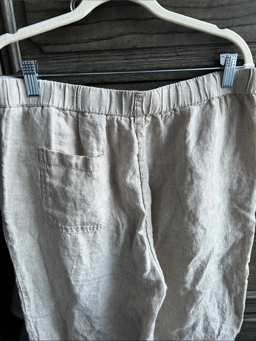 Quince Natural Linen Pant L Pull On Trouser Coastal Beach Travel Lagenlook